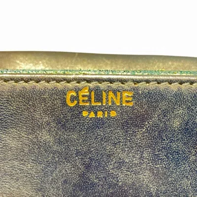 Pre-owned Celine Beige Navy Canvas Leather Shoulder Bag ()