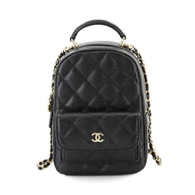 Pre-owned Chanel Black Grained Calfskin Backpack ()