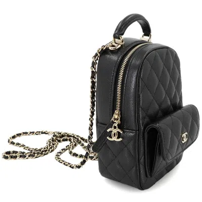 Pre-owned Chanel Black Grained Calfskin Backpack ()