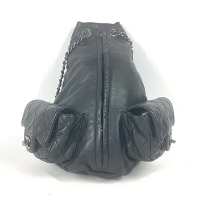 Pre-owned Chanel Black Leather Backpack Handbag ()