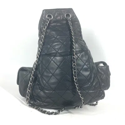 Pre-owned Chanel Black Leather Backpack Handbag ()