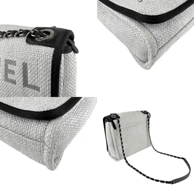 Pre-owned Chanel Black Light Gray Nylon Canvas Shoulder Bag ()