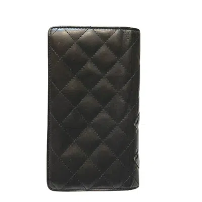 Pre-owned Chanel Black Pink Leather Long Wallet (bi-fold) () In Multi