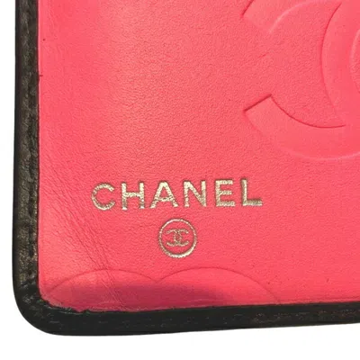 Pre-owned Chanel Black Pink Leather Long Wallet (bi-fold) () In Multi