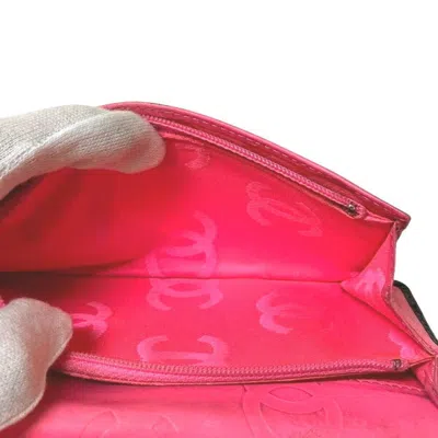 Pre-owned Chanel Black Pink Leather Long Wallet (bi-fold) () In Multi