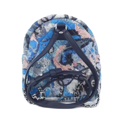 Pre-owned Chanel Blue Multi-color Canvas Backpack ()