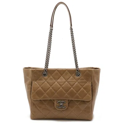 Pre-owned Chanel Brown Khaki Brown Leather Shoulder Bag Tote Bag ()