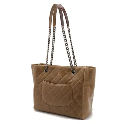 Pre-owned Chanel Brown Khaki Brown Leather Shoulder Bag Tote Bag ()