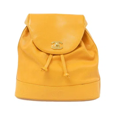 Pre-owned Chanel Orange Caviar Leather Backpack ()