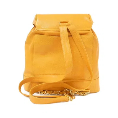 Pre-owned Chanel Orange Caviar Leather Backpack ()