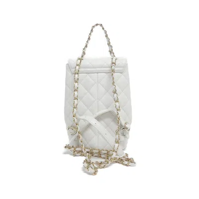 Pre-owned Chanel White Caviar Leather Backpack ()