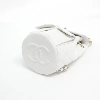 Pre-owned Chanel White Caviar Leather Backpack ()