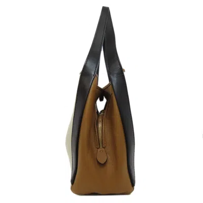 Pre-owned Coach Beige Black Brown Canvas Leather Tote Bag ()