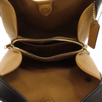 Pre-owned Coach Beige Black Brown Canvas Leather Tote Bag ()
