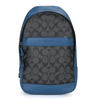 Pre-owned Coach Black Blue Leather Pvc Shoulder Bag Sling Bag ()