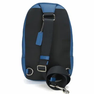Pre-owned Coach Black Blue Leather Pvc Shoulder Bag Sling Bag ()