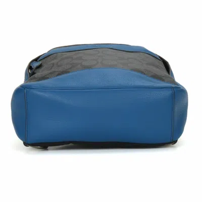 Pre-owned Coach Black Blue Leather Pvc Shoulder Bag Sling Bag ()