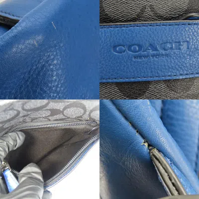 Pre-owned Coach Black Blue Leather Pvc Shoulder Bag Sling Bag ()
