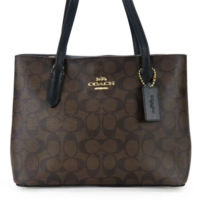 Pre-owned Coach Black Dark Brown Leather Tote Bag ()