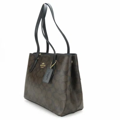 Pre-owned Coach Black Dark Brown Leather Tote Bag ()