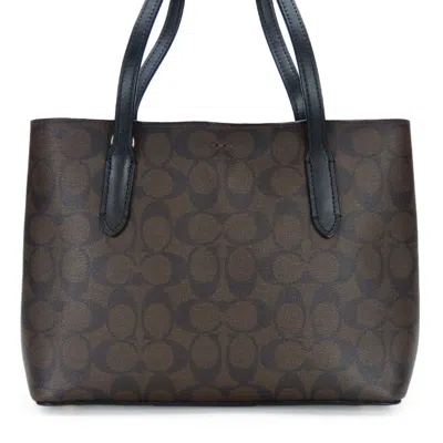 Pre-owned Coach Black Dark Brown Leather Tote Bag ()