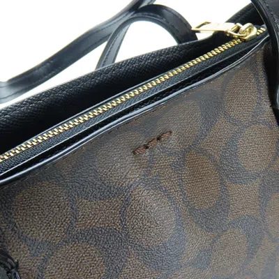 Pre-owned Coach Black Dark Brown Leather Tote Bag ()