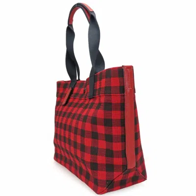 Pre-owned Coach Black Red Color Canvas Leather Tote Bag ()