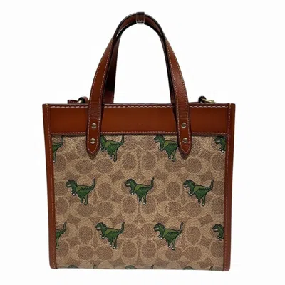 Pre-owned Coach Brown Coated Canvas Leather Shoulder Bag Tote Bag ()