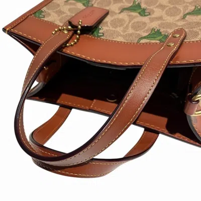 Pre-owned Coach Brown Coated Canvas Leather Shoulder Bag Tote Bag ()