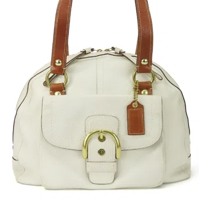 Pre-owned Coach Brown White Leather Tote Bag ()