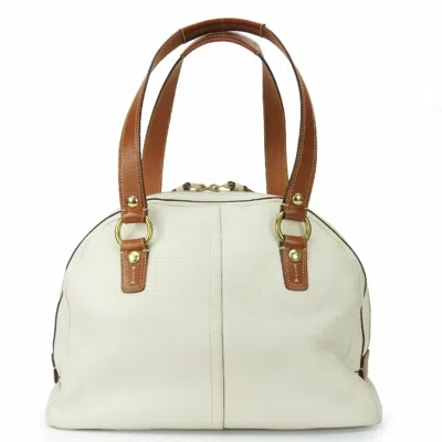 Pre-owned Coach Brown White Leather Tote Bag ()