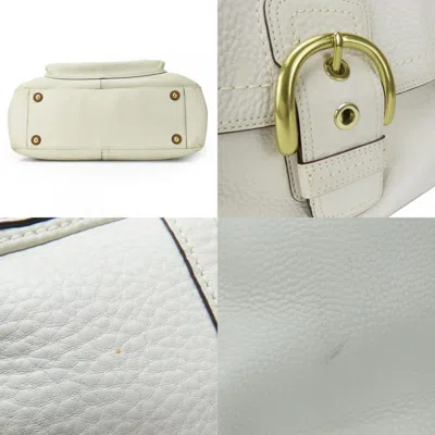 Pre-owned Coach Brown White Leather Tote Bag ()