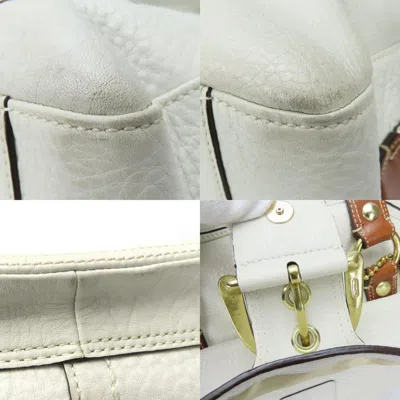Pre-owned Coach Brown White Leather Tote Bag ()