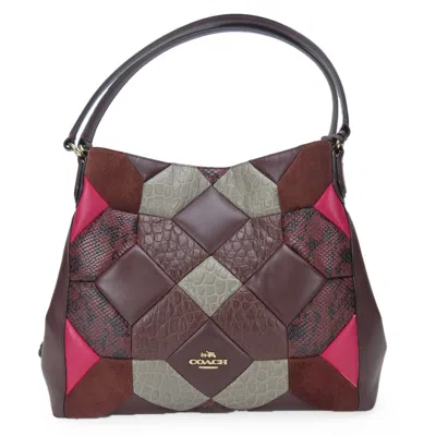 Pre-owned Coach Gray Pink Wine Leather Tote Bag ()