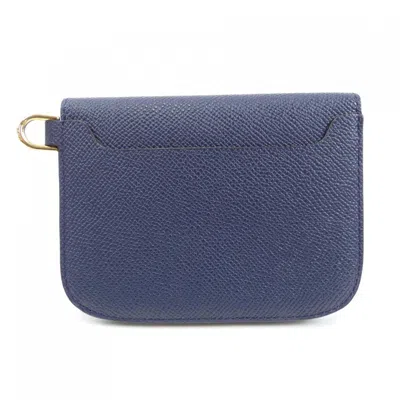 Pre-owned Delvaux Navy Middle Wallet (bi-fold) ()