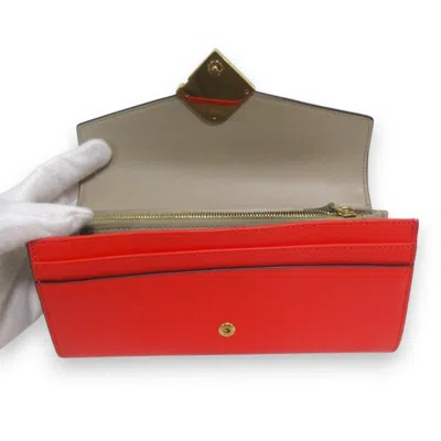 Pre-owned Fendi Beige Gold Red Color Wallet (bi-fold) () In Multi