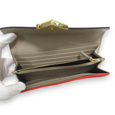 Pre-owned Fendi Beige Gold Red Color Wallet (bi-fold) () In Multi