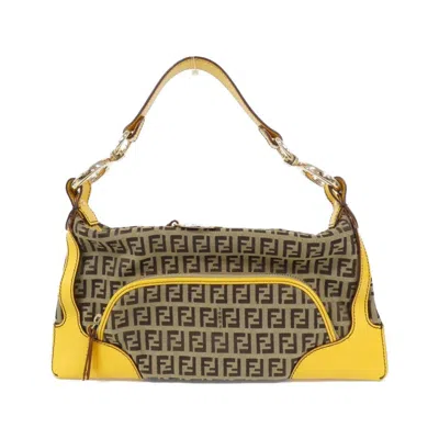 Pre-owned Fendi Beige Yellow Canvas Shoulder Bag ()