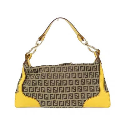 Pre-owned Fendi Beige Yellow Canvas Shoulder Bag ()