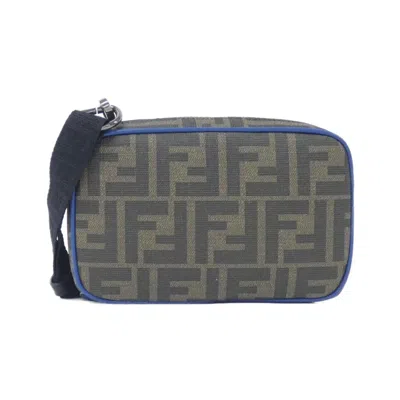 Pre-owned Fendi Black Blue Coated Canvas Shoulder Bag ()