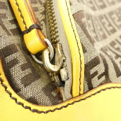 Pre-owned Fendi Beige Yellow Canvas Shoulder Bag ()