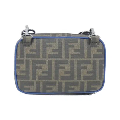 Pre-owned Fendi Black Blue Coated Canvas Shoulder Bag ()