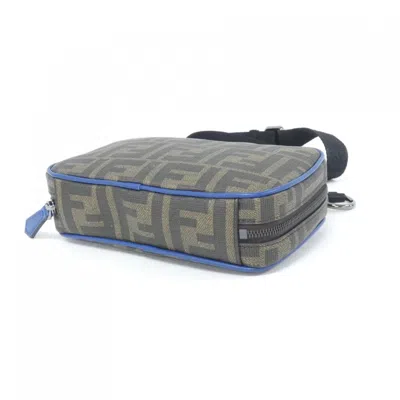 Pre-owned Fendi Black Blue Coated Canvas Shoulder Bag ()