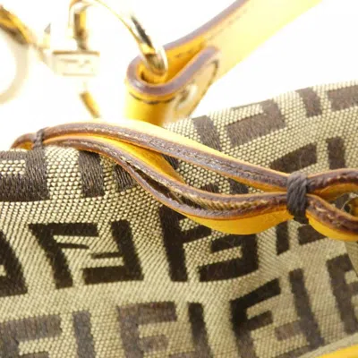 Pre-owned Fendi Beige Yellow Canvas Shoulder Bag ()