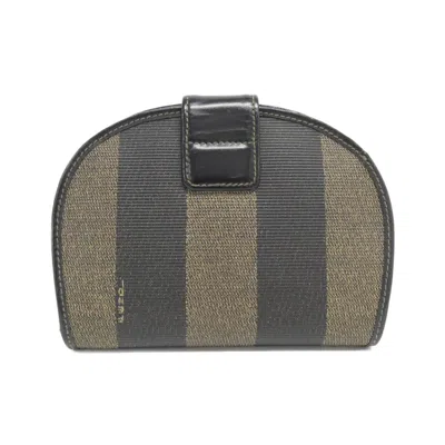 Pre-owned Fendi Black Brown Coated Canvas Wallet (bi-fold) () In Multi