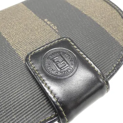 Pre-owned Fendi Black Brown Coated Canvas Wallet (bi-fold) () In Multi
