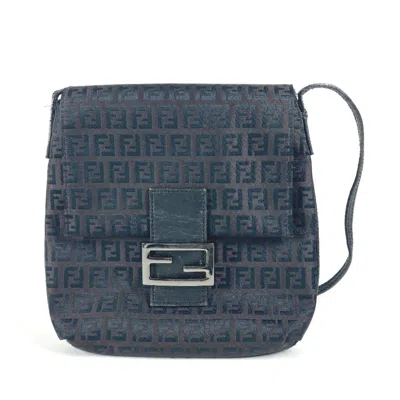 Pre-owned Fendi Black Canvas Leather Pochette Shoulder Bag ()
