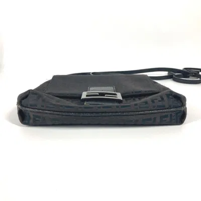 Pre-owned Fendi Black Canvas Leather Pochette Shoulder Bag ()