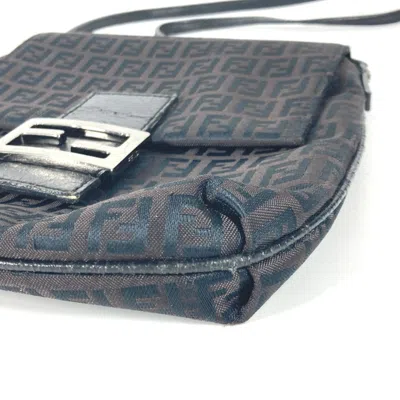 Pre-owned Fendi Black Canvas Leather Pochette Shoulder Bag ()
