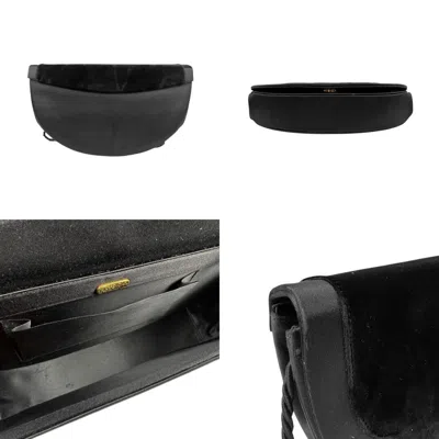 Pre-owned Fendi Black Velvet Satin Shoulder Bag ()